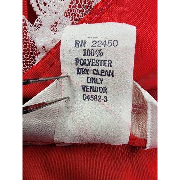 Vintage JCPenney Satin Lace Spaghetti Strap Sweetheart Gown Size 9/10 XS Red - Picture 8 of 11